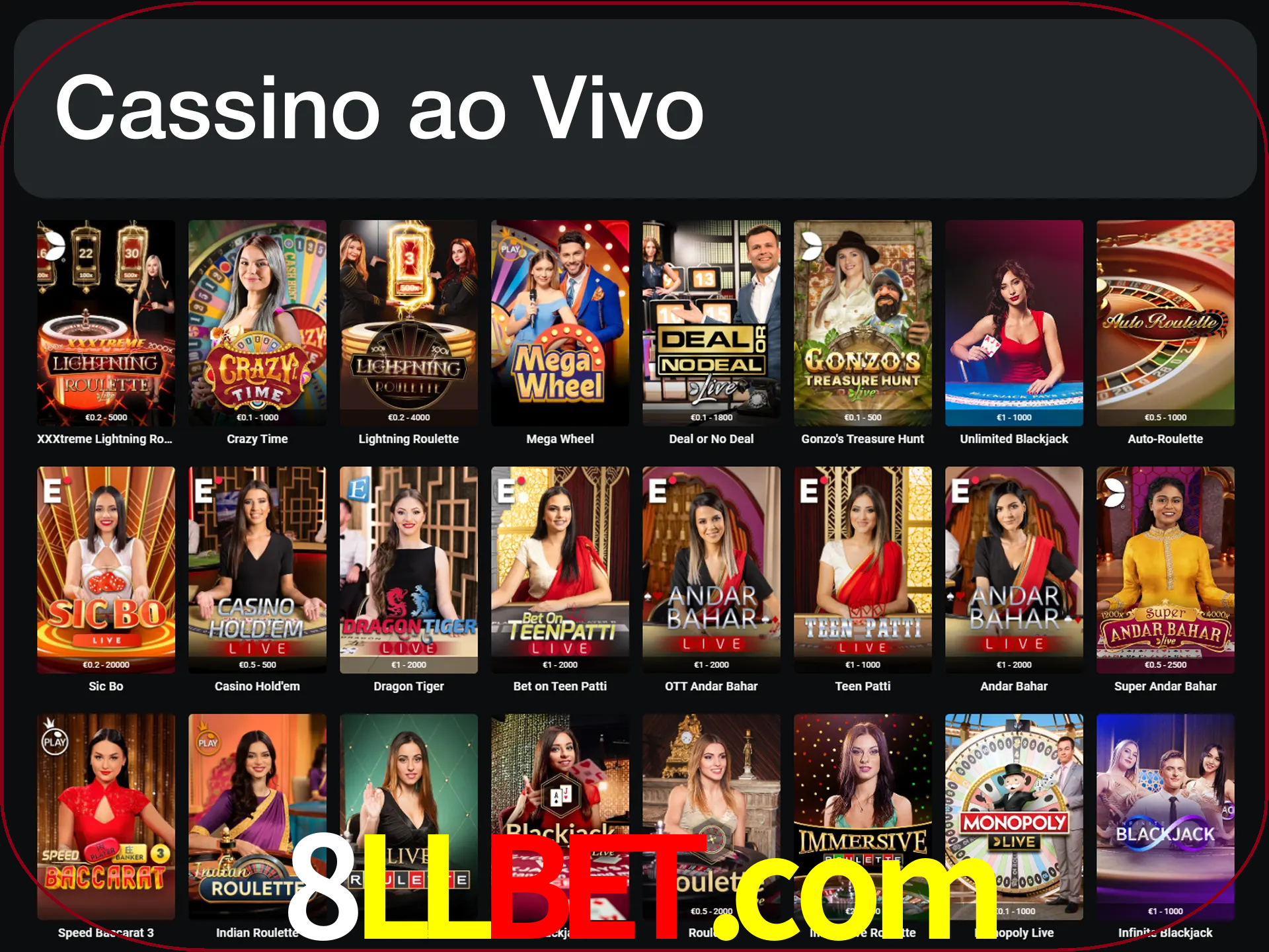 Jogue jogos de cassino com um verdadeiro dealer.