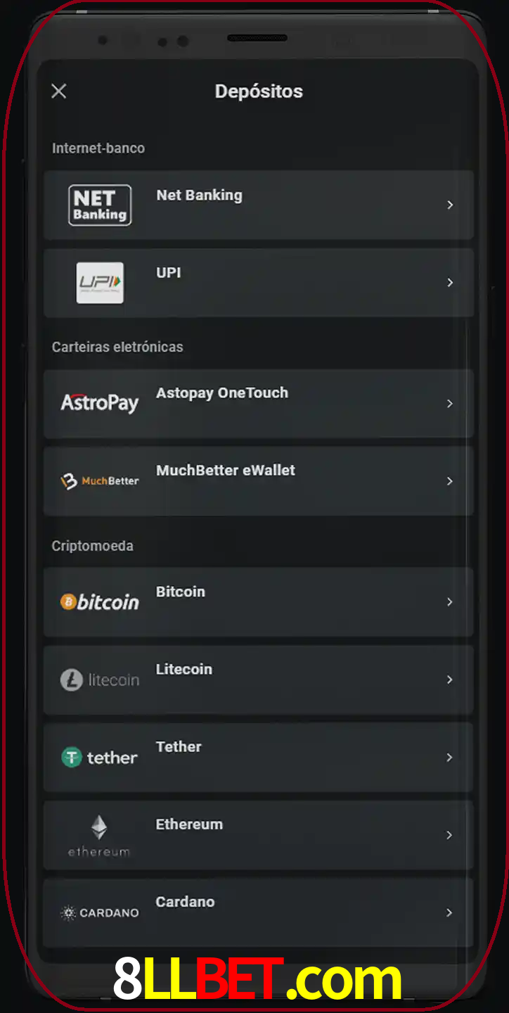Você pode usar métodos alternativos de depósito.